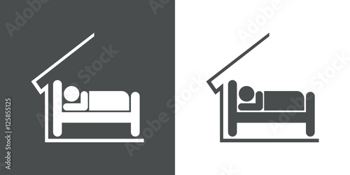 Icono plano albergue gris