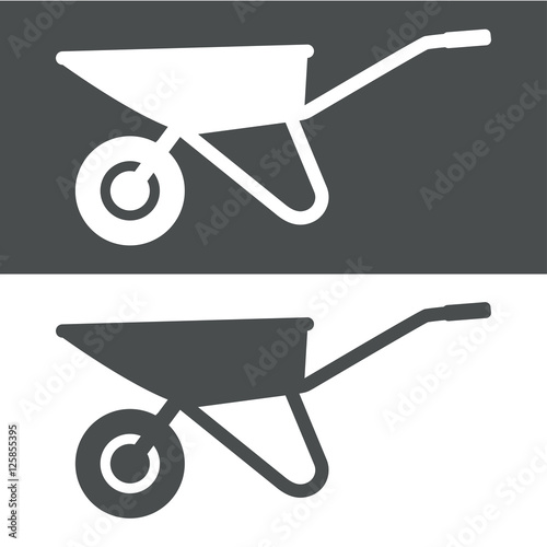 Icono plano carretilla gris