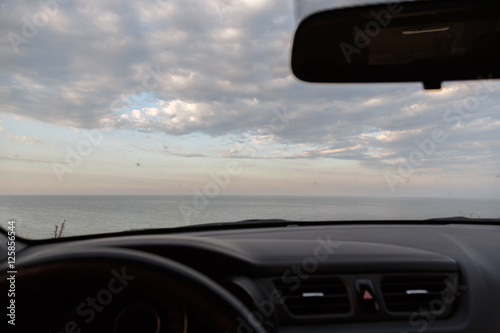 sea view from the car.