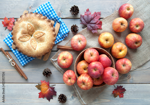 Apple pie with ingredients