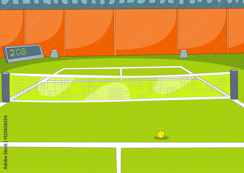 Cartoon background of tennis court. Stock Illustration | Adobe Stock