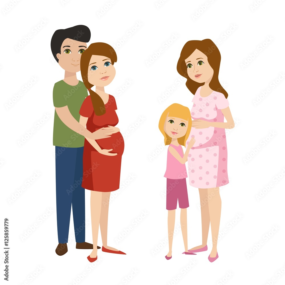 Young pregnant woman character vector Young pregnant woman character vector