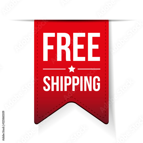 Free Shipping ribbon red vector