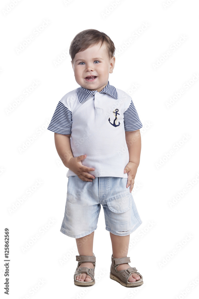 Little boy with smile isolated on white background Little boy with smile isolated on white background
