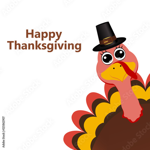 Turkey in hat on Thanksgiving Day 