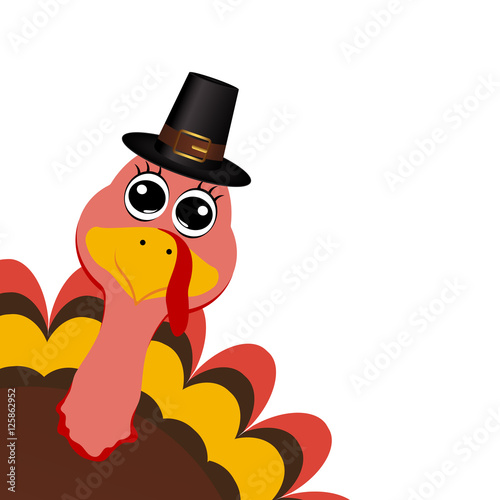 Turkey in hat on Thanksgiving Day 