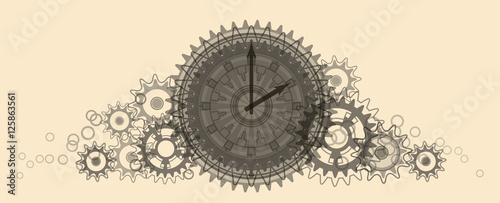 Retro Clock. Pale beige Illustration.