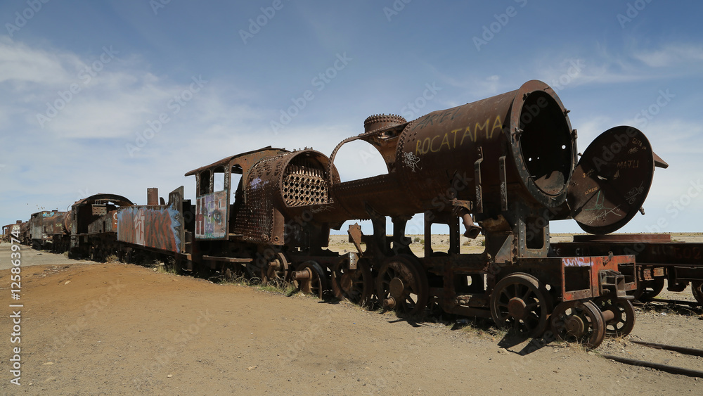 Cemetery of trains in Uyuni Salar, Bolivia Cemetery of trains in Uyuni Salar, Bolivia