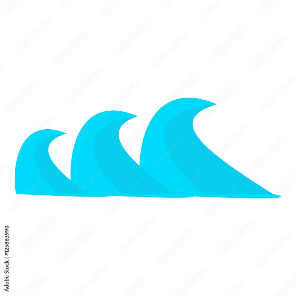 Three sea waves icon. Cartoon illustration of three sea waves vector ...