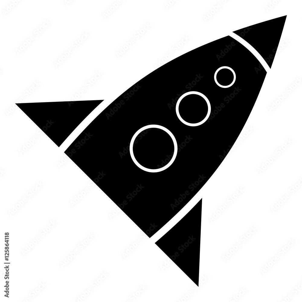 Rocket with three portholes icon. Simple illustration of rocket with three portholes vector icon for web