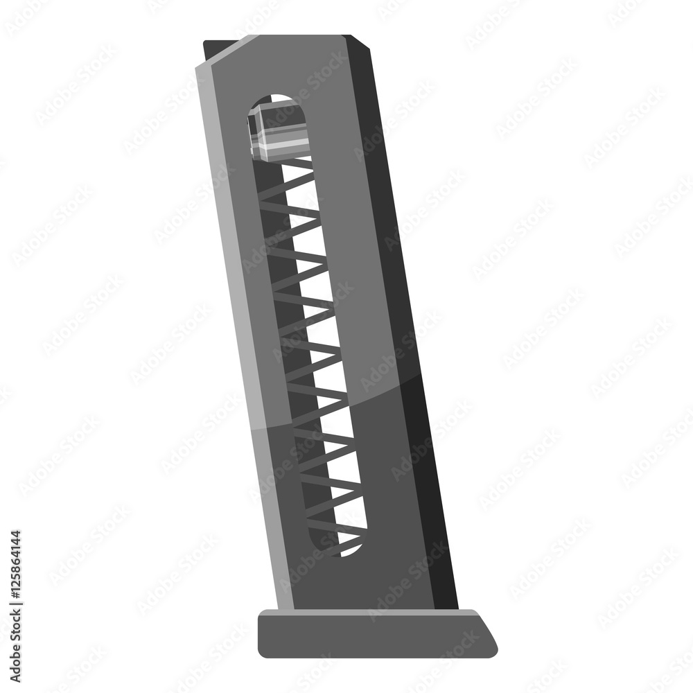 Clip gun icon. Gray monochrome illustration of clip gun vector icon for web Clip gun icon. Gray monochrome illustration of clip gun vector icon for web