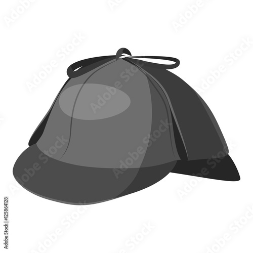 Hat detective icon. Gray monochrome illustration of hat detective vector icon for web