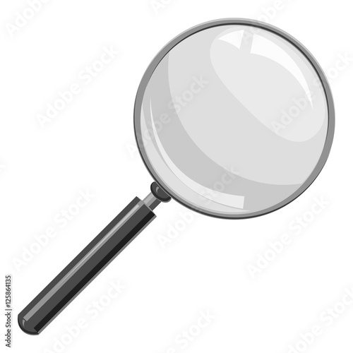 Magnifier icon. Gray monochrome illustration of magnifier vector icon for web