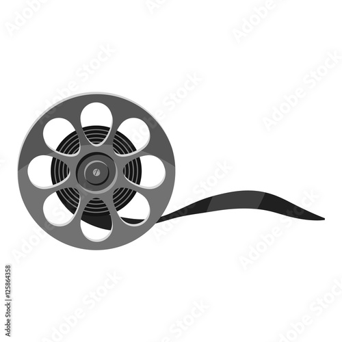 Film icon. Gray monochrome illustration of film vector icon for web