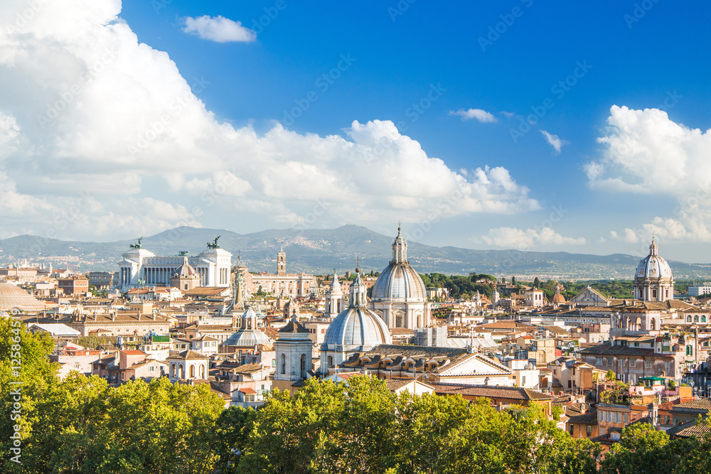      Panoramic view of Rome from Castel Sant'Angelo, Italy 