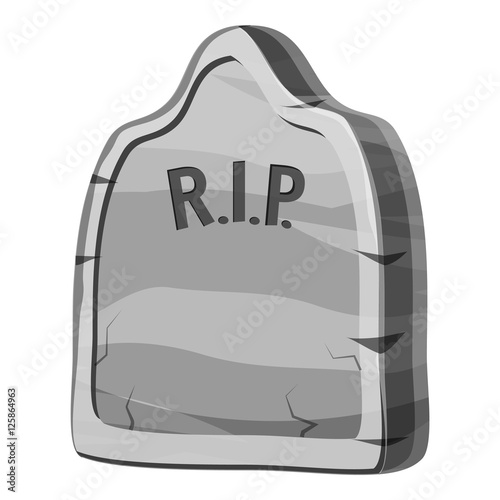 Gravestone with RIP text icon. Gray monochrome illustration of gravestone with RIP text cauldron vector icon for web