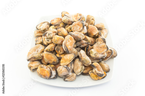 Frozen Mussels on a Plate