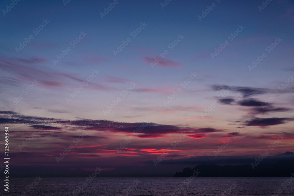 Purple sunset at the seaside