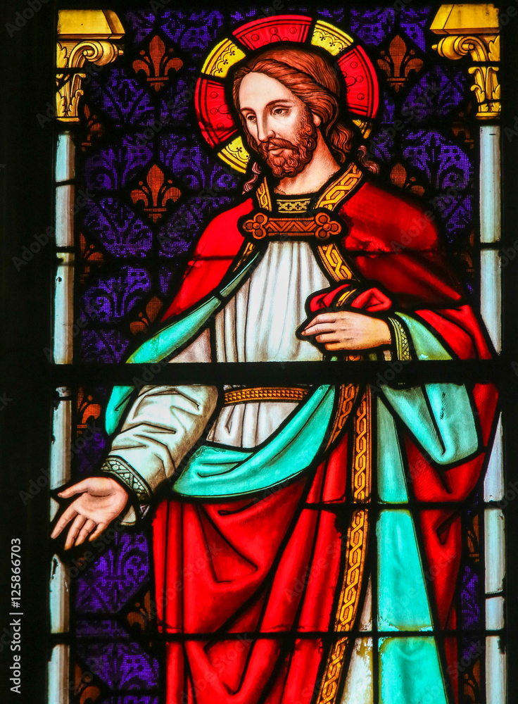 Jesus Christ - Stained Glass in Mechelen Cathedral Jesus Christ - Stained Glass in Mechelen Cathedral