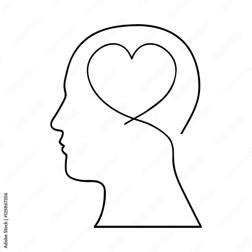 heart cartoon inside human head icon image vector illustration design heart cartoon inside human head icon image vector illustration design