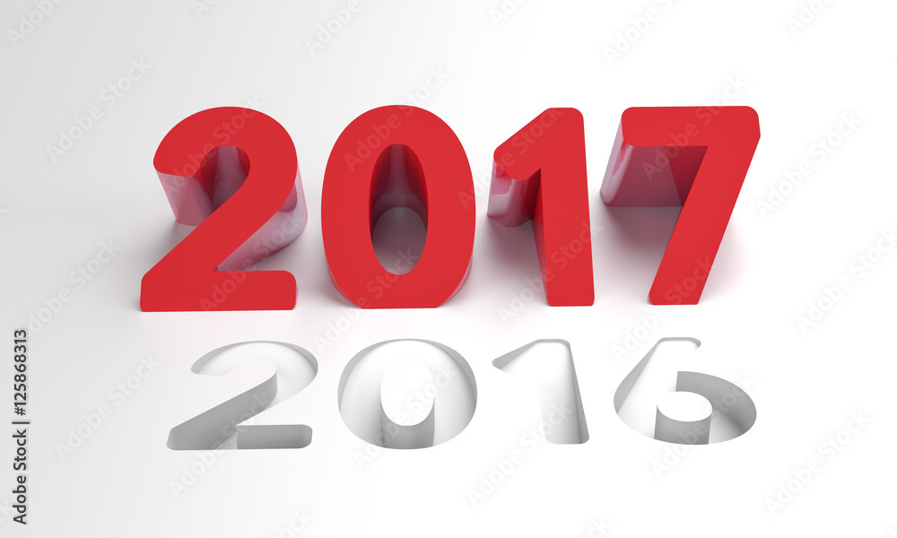 3D rendering red 2017 new year eve illustration 3D rendering red 2017 new year eve illustration