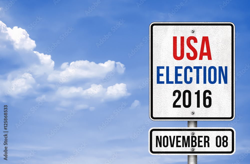 United States elections 2016 - road sign United States elections 2016 - road sign