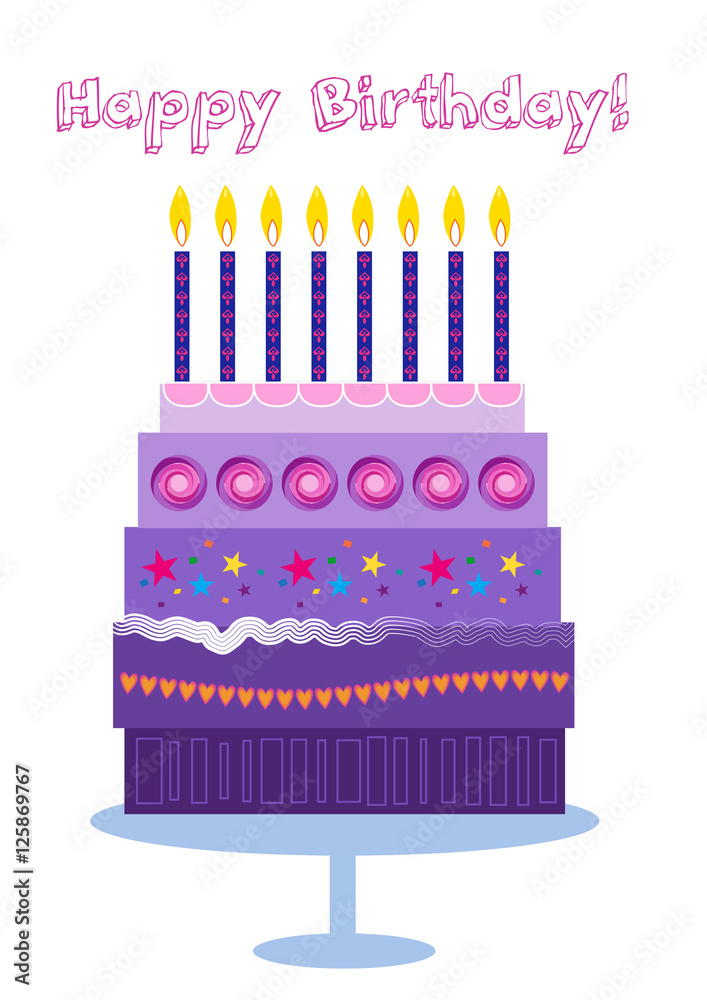Happy Birthday Cake and Candles Card Happy Birthday Cake and Candles Card