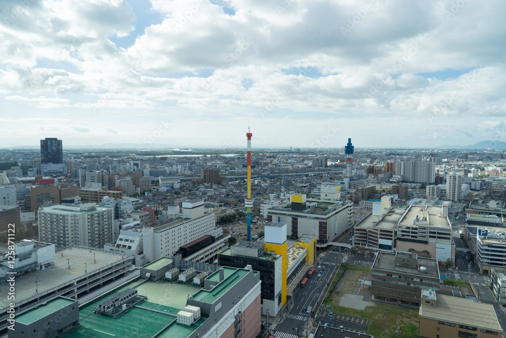 Obraz premium メディアシップから見る万代シテイ方面の景色 2