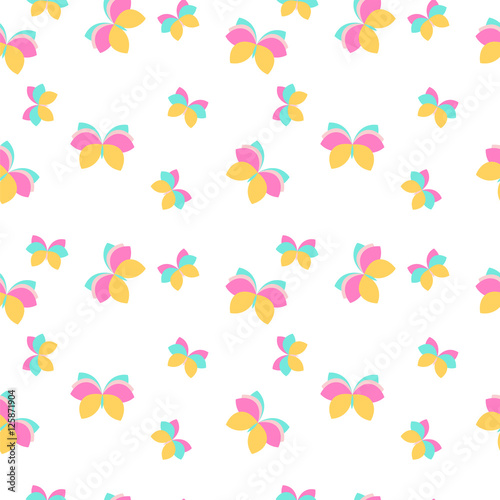 Seamless vector pattern with pink and orange butterflies. 