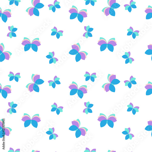 Seamless vector pattern with purple and blue butterflies. 