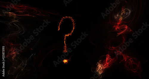 Question Mark In Flame Effects On Black Background