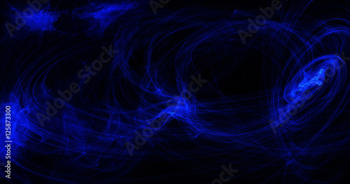 Abstract Blue Lines Curves Swirls On Dark Background