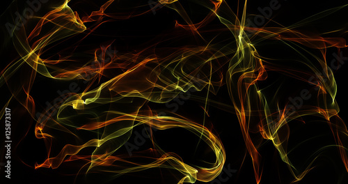 Abstract Pattern Of Flame-Like Lines And Swirls On Dark Backgrou