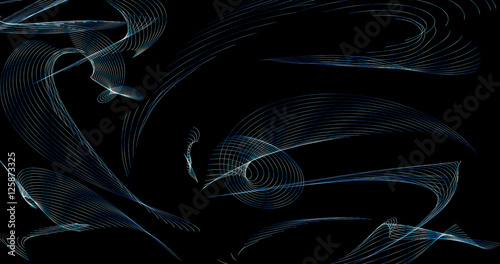 Abstract Blue Lines Swirls Curves On Dark Background