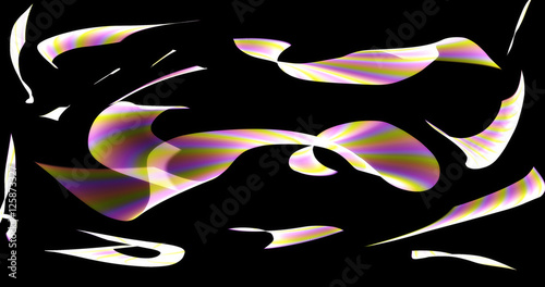 Abstract Pink Yellow White Swirls On Dark Background