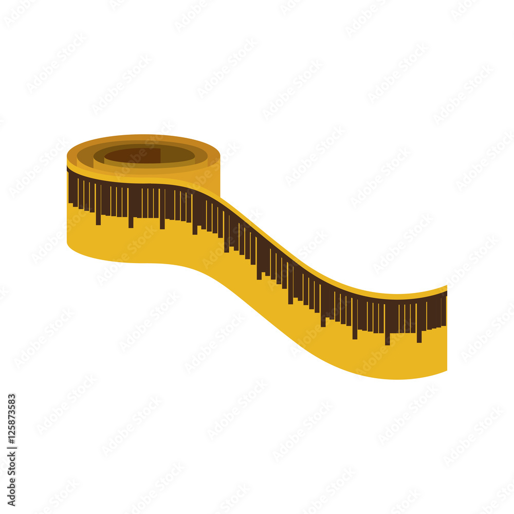 yellow measurement tape icon over white background. tailor shop design. vector illustration