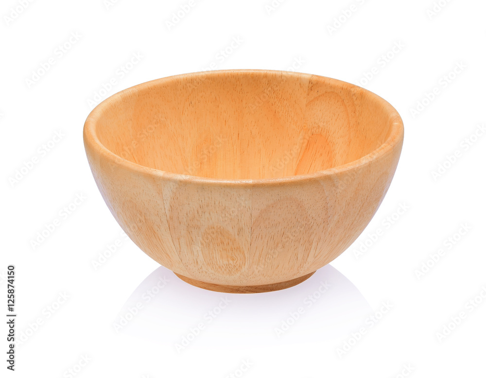 Wooden bowl isolated on white background Wooden bowl isolated on white background