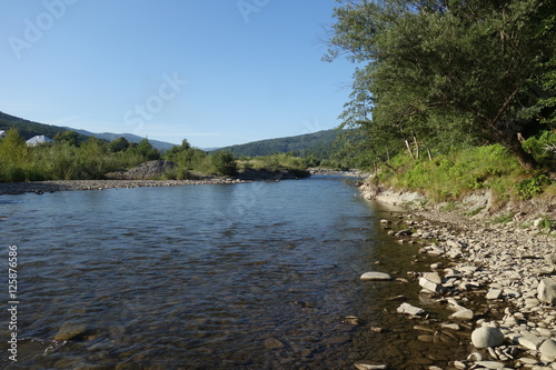 River Shopurka. The mountain river in the Carpathian region. Transcarpathia