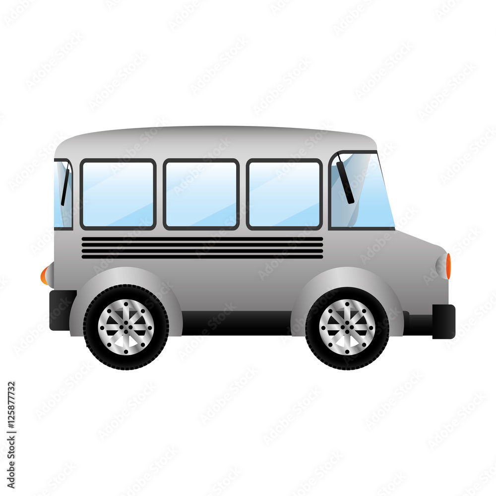 gray bus icon over white background. transportation vehicle design. vector illustration