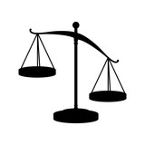 silhouette of scale of justice law icon over white background. vector illustration