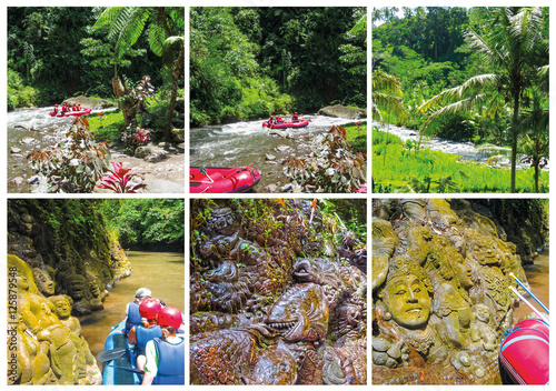 Rafting in the canyon on Balis mountain river, Indonesia photo