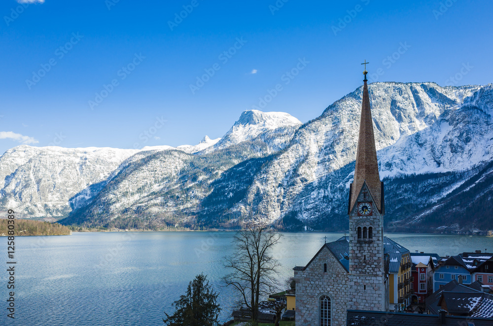 Hallstatt by Salzburg, Austria, traditional austrian wood village, UNESCO world culture heritage site