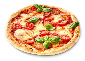 Fototapete Pizzeria Pizza Margherita mit frischem Basilikum  © exclusive-design
