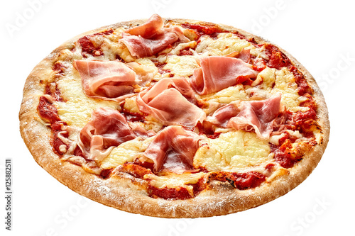 Cured parma ham on a Traditional Italian pizza