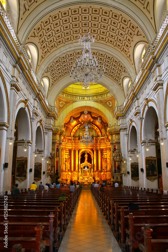 Interior of Saint Peter Church in Lima, Peru © donyanedomam