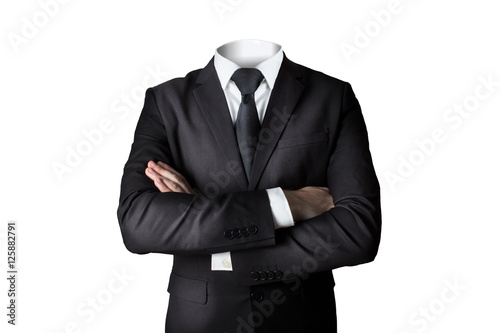 businessman without head isolated crossed arms photo