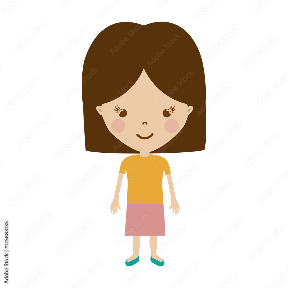 cartoon cute girl smiling icon over white background. vector illustration cartoon cute girl smiling icon over white background. vector illustration