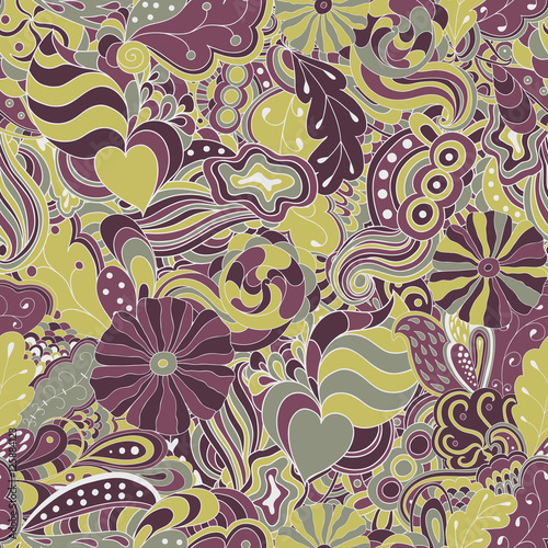 Seamless abstract hand-drawn waves pattern. 