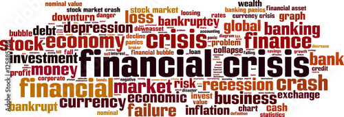 Financial crisis word cloud concept. Vector illustration