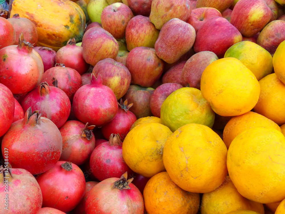 Display of fruits at the street market in Jaipur, India Display of fruits at the street market in Jaipur, India